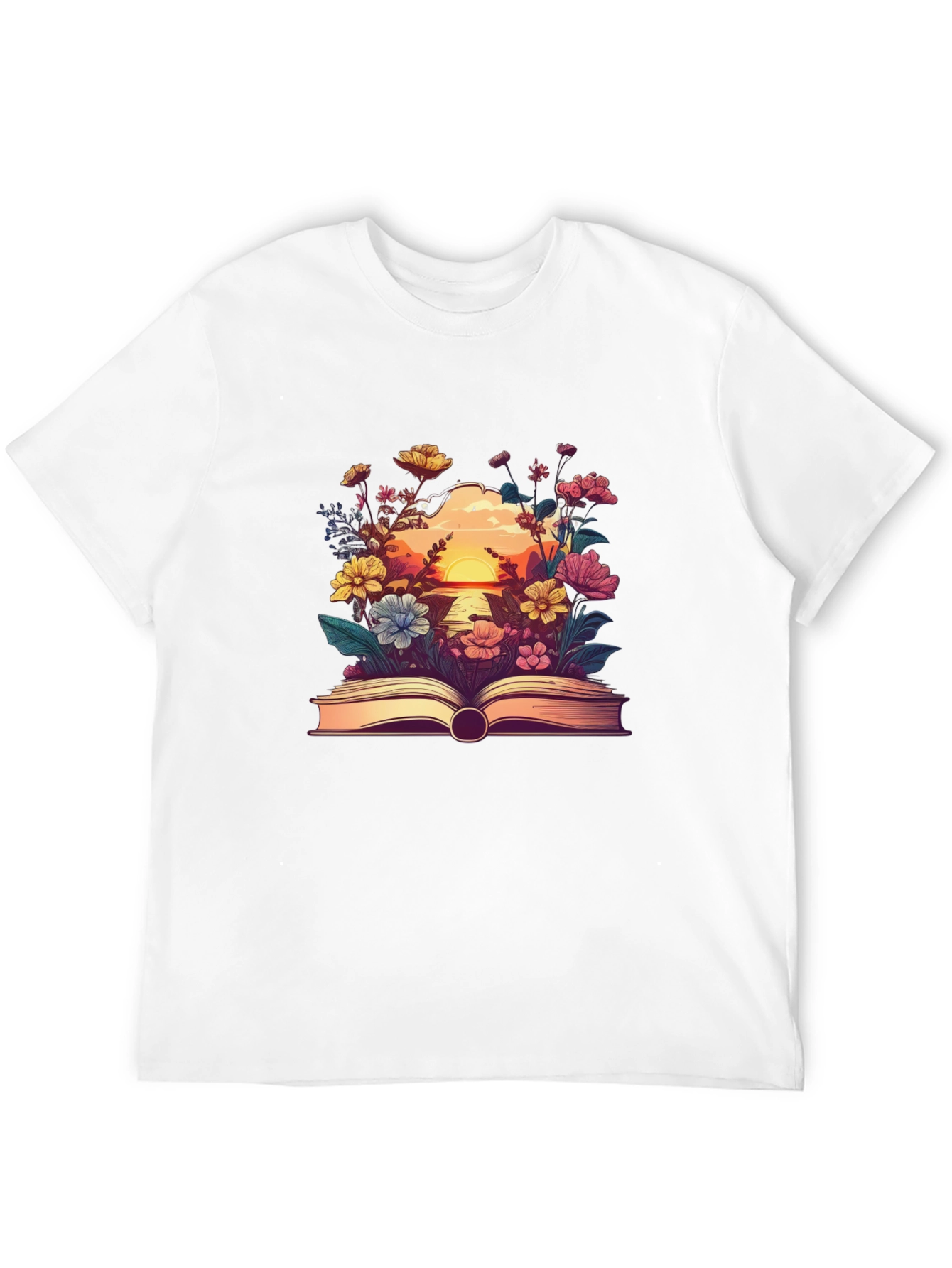 Floral Book Graphic Tee - Nature Lovers T-Shirt