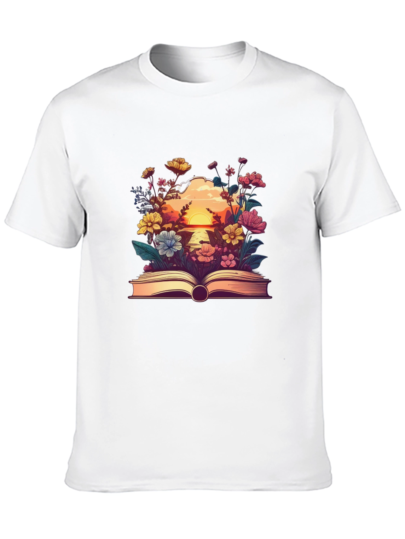Floral Book Graphic Tee - Nature Lovers T-Shirt