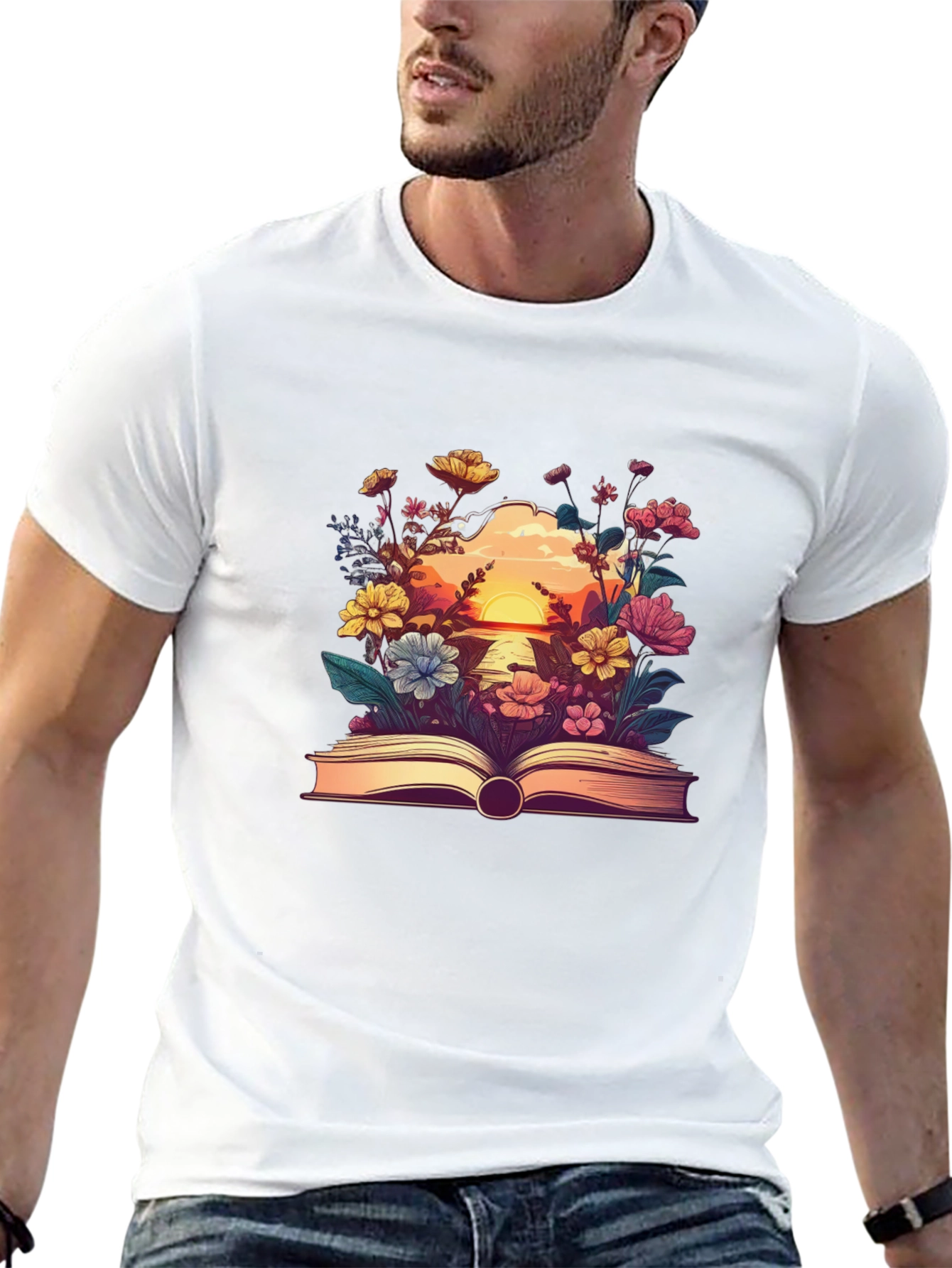 Floral Book Graphic Tee - Nature Lovers T-Shirt
