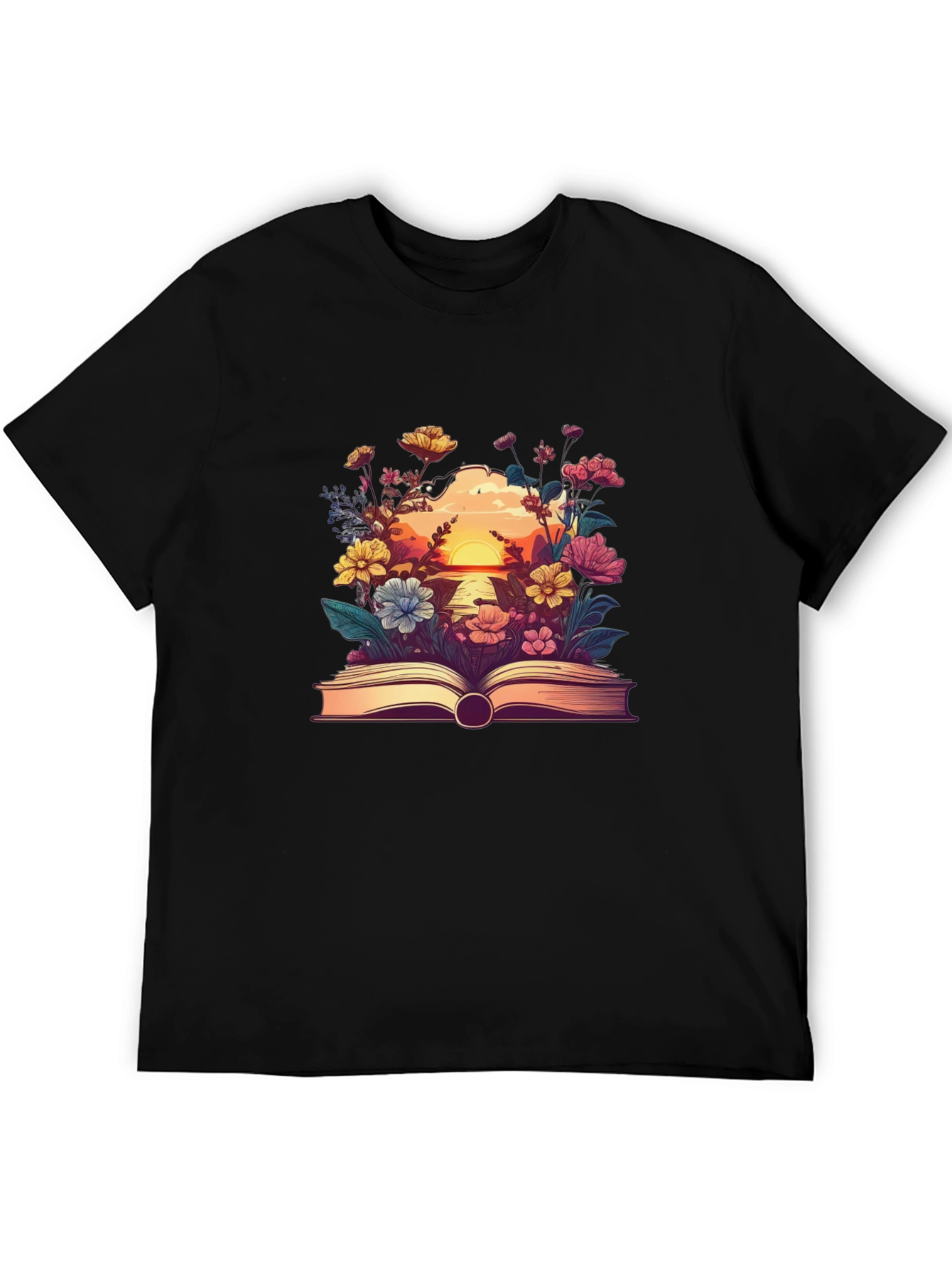 Floral Book Graphic Tee - Nature Lovers T-Shirt