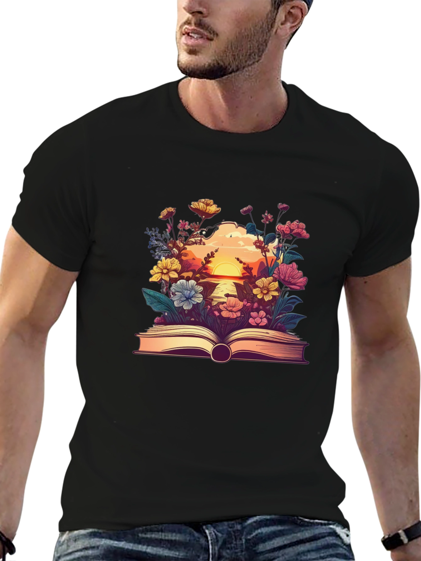 Floral Book Graphic Tee - Nature Lovers T-Shirt
