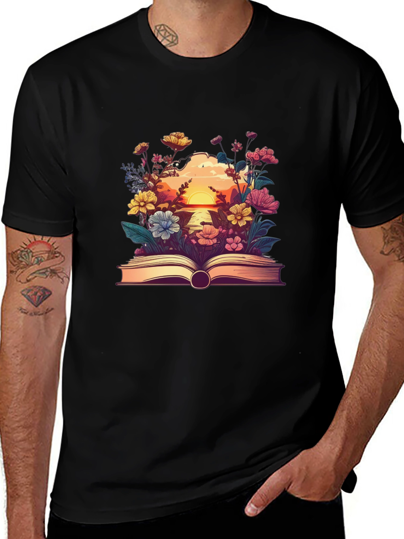 Floral Book Graphic Tee - Nature Lovers T-Shirt