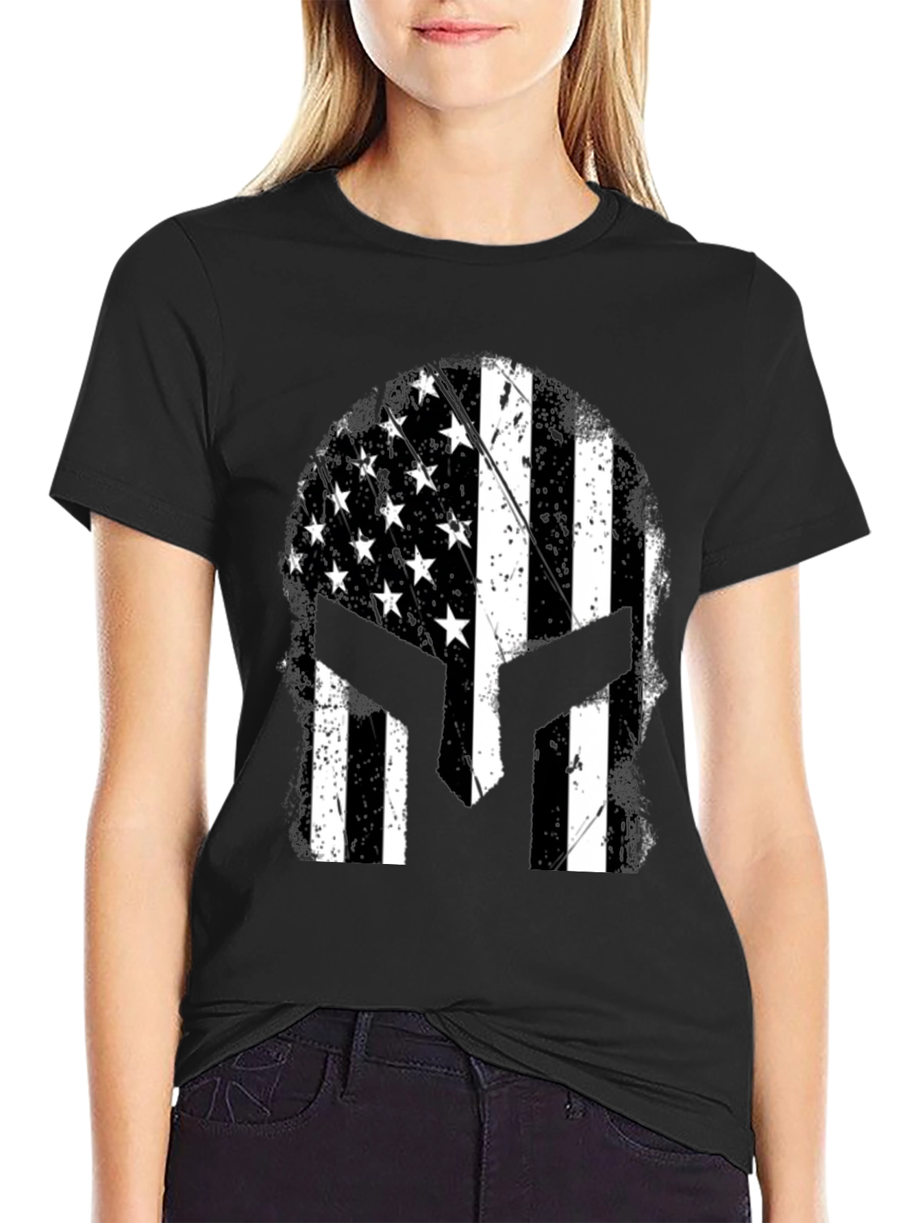 Spartan American Flag Helmet T-Shirt