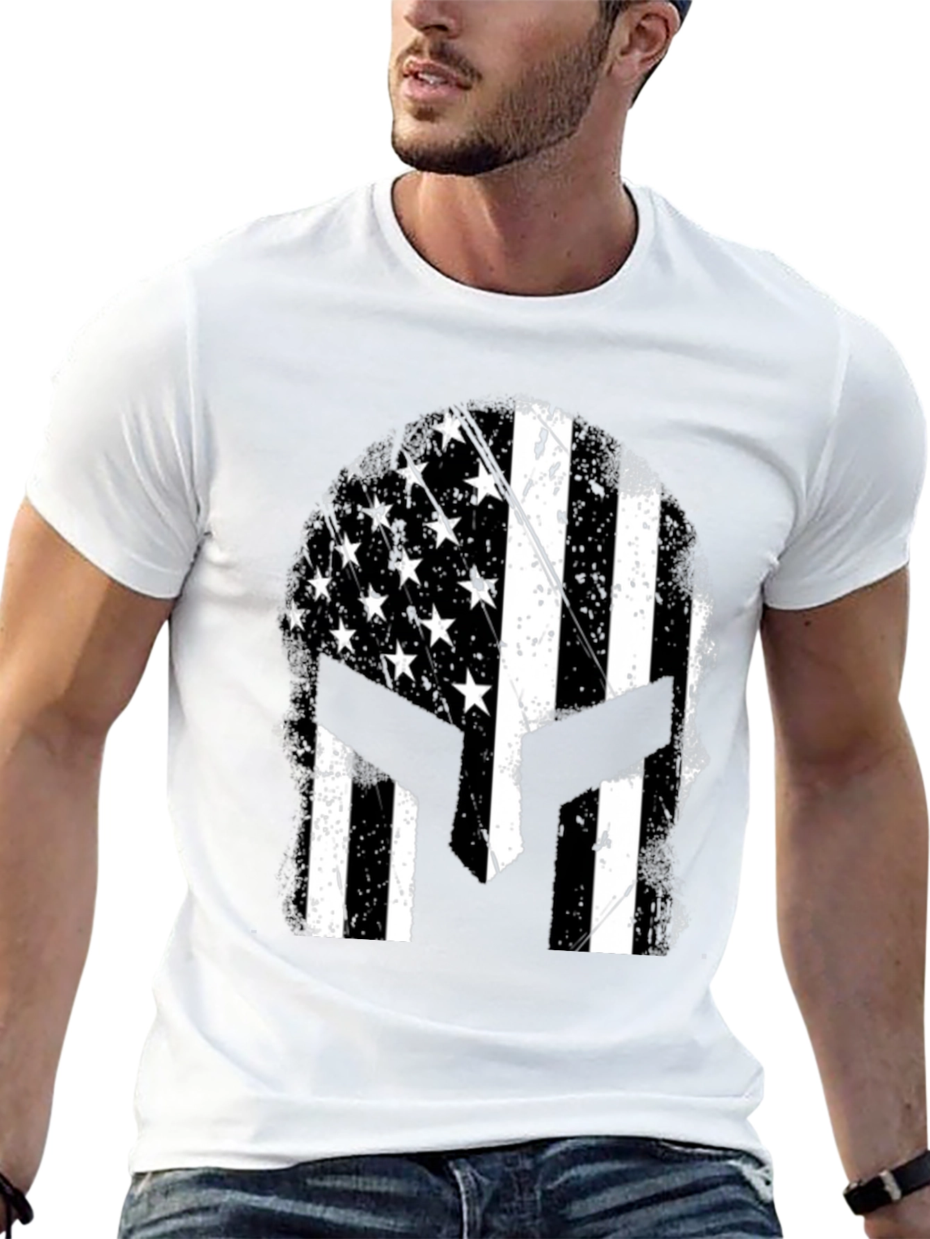 Spartan American Flag Helmet T-Shirt