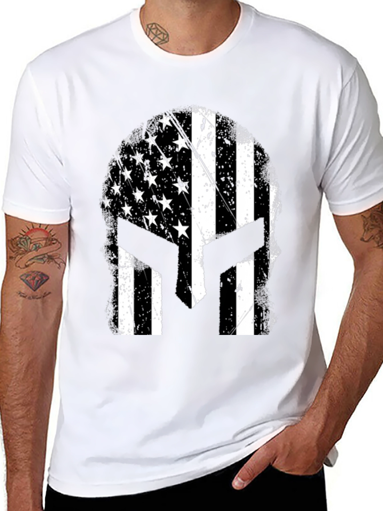 Spartan American Flag Helmet T-Shirt