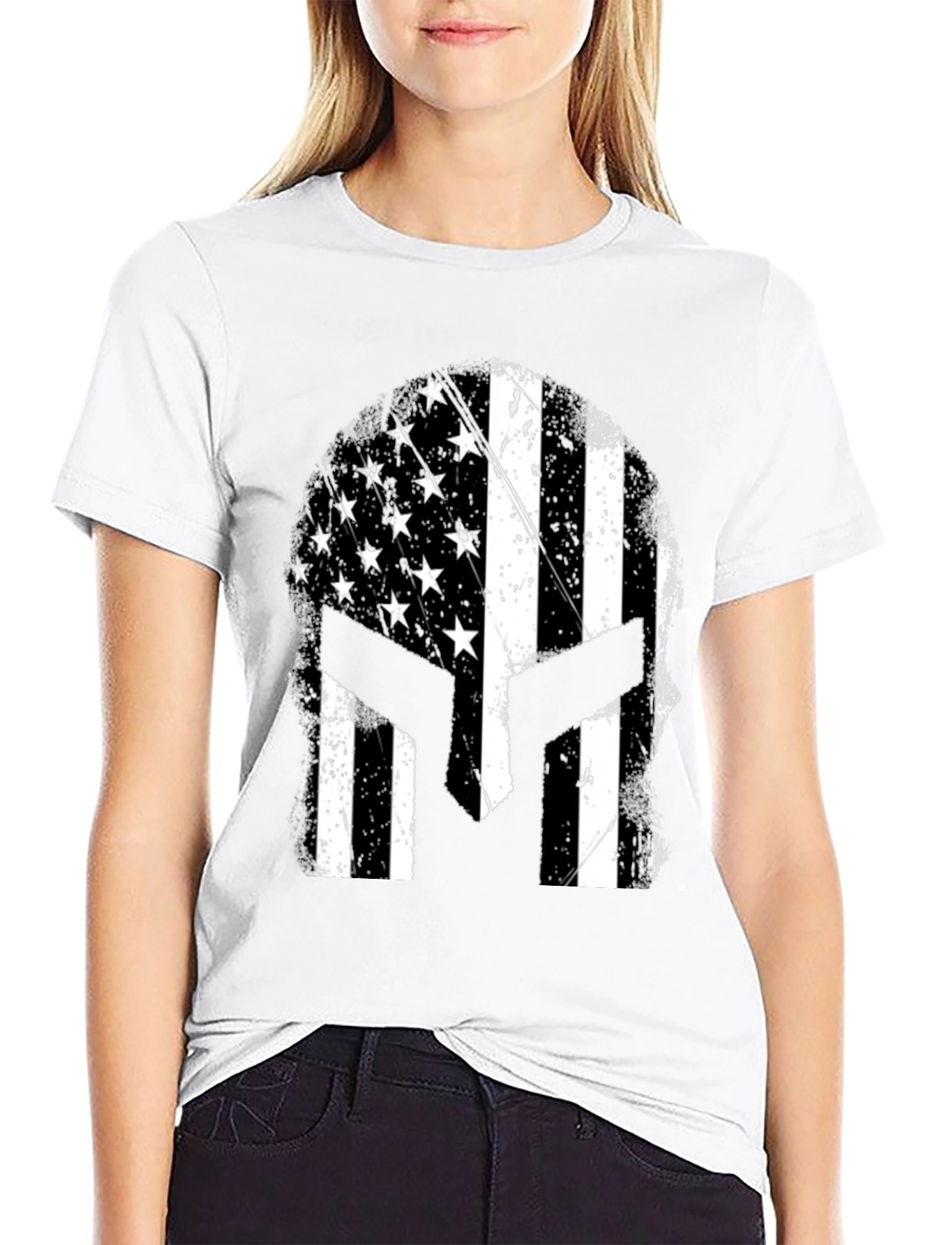 Spartan American Flag Helmet T-Shirt