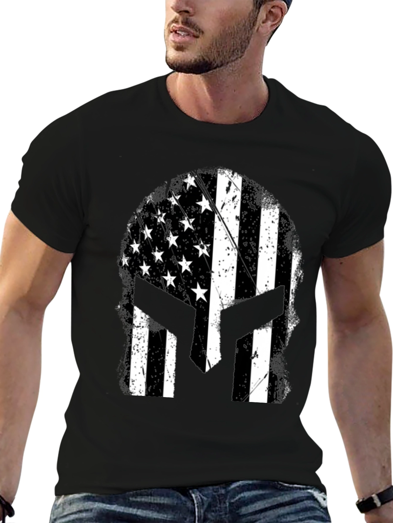 Spartan American Flag Helmet T-Shirt