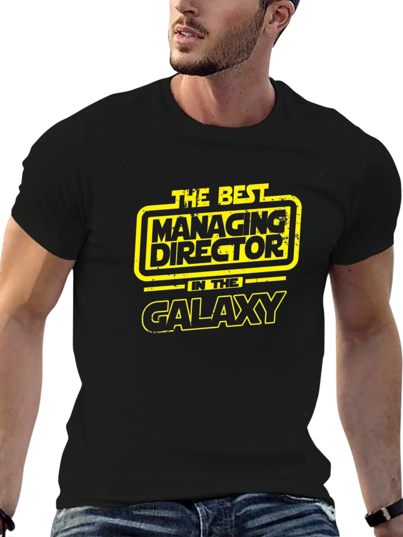 Best Managing Director in Galaxy Black T-Shirt