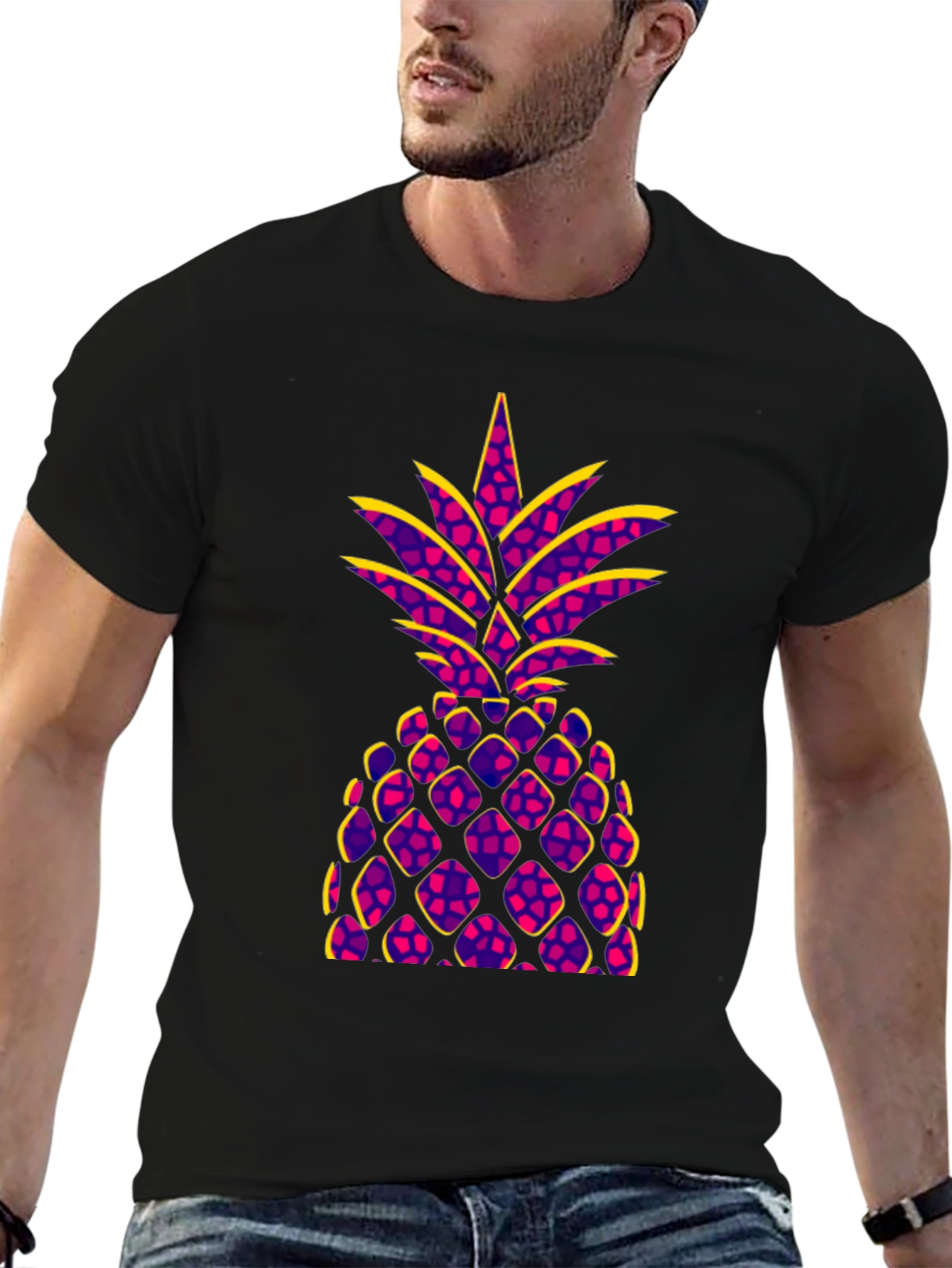 Funky Pineapple Graphic Tee - Black