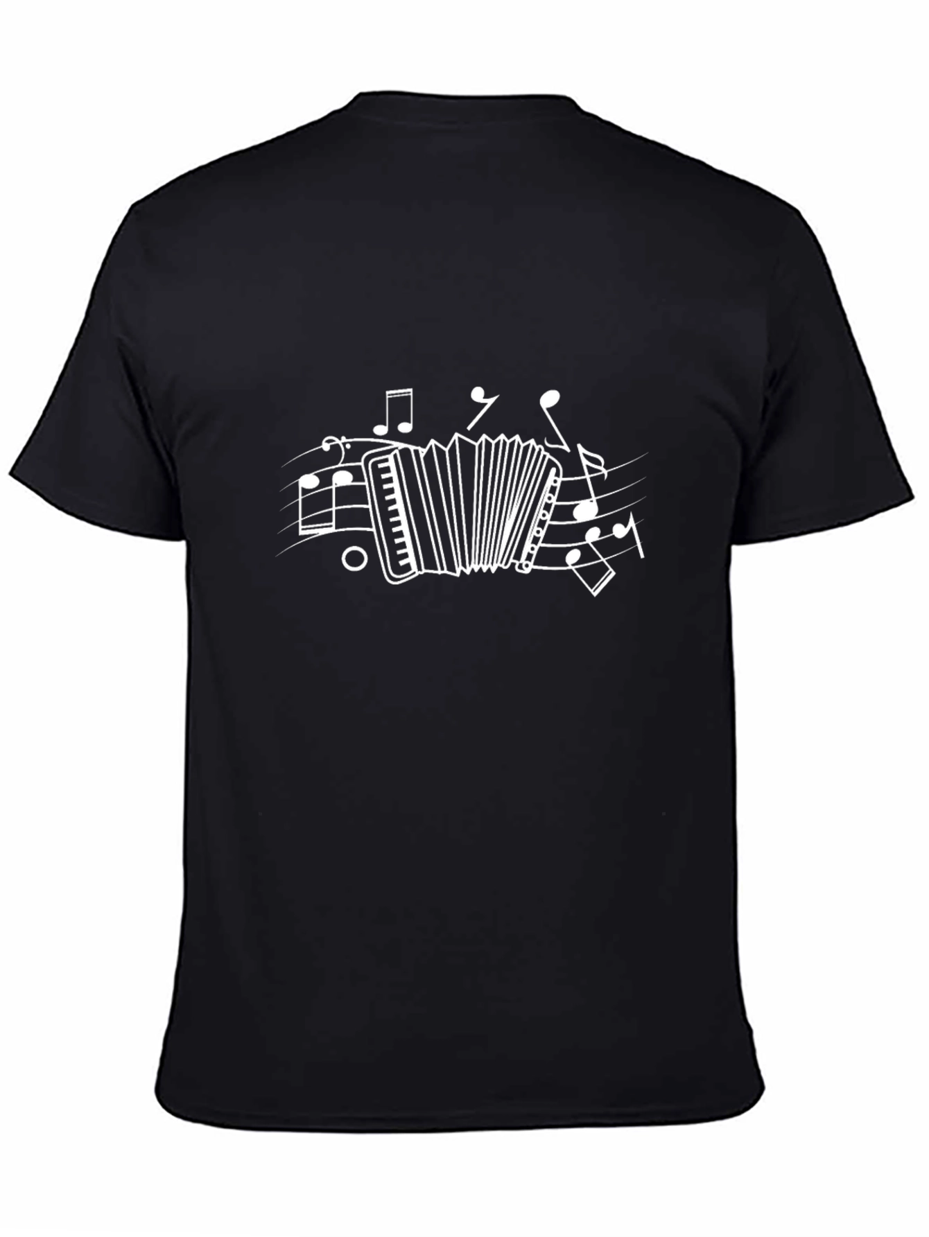 Accordion & Music Notes Graphic T-Shirt