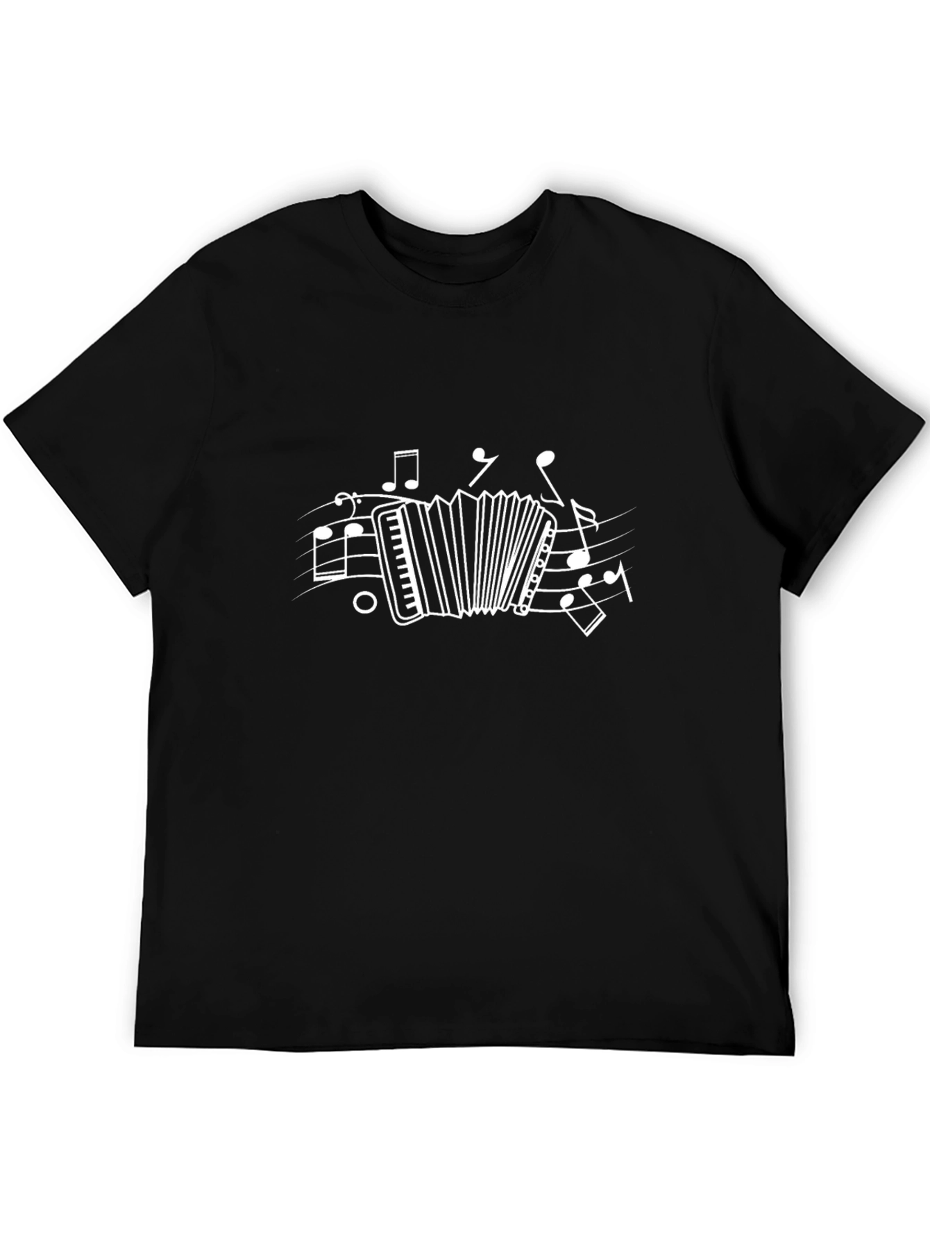 Accordion & Music Notes Graphic T-Shirt