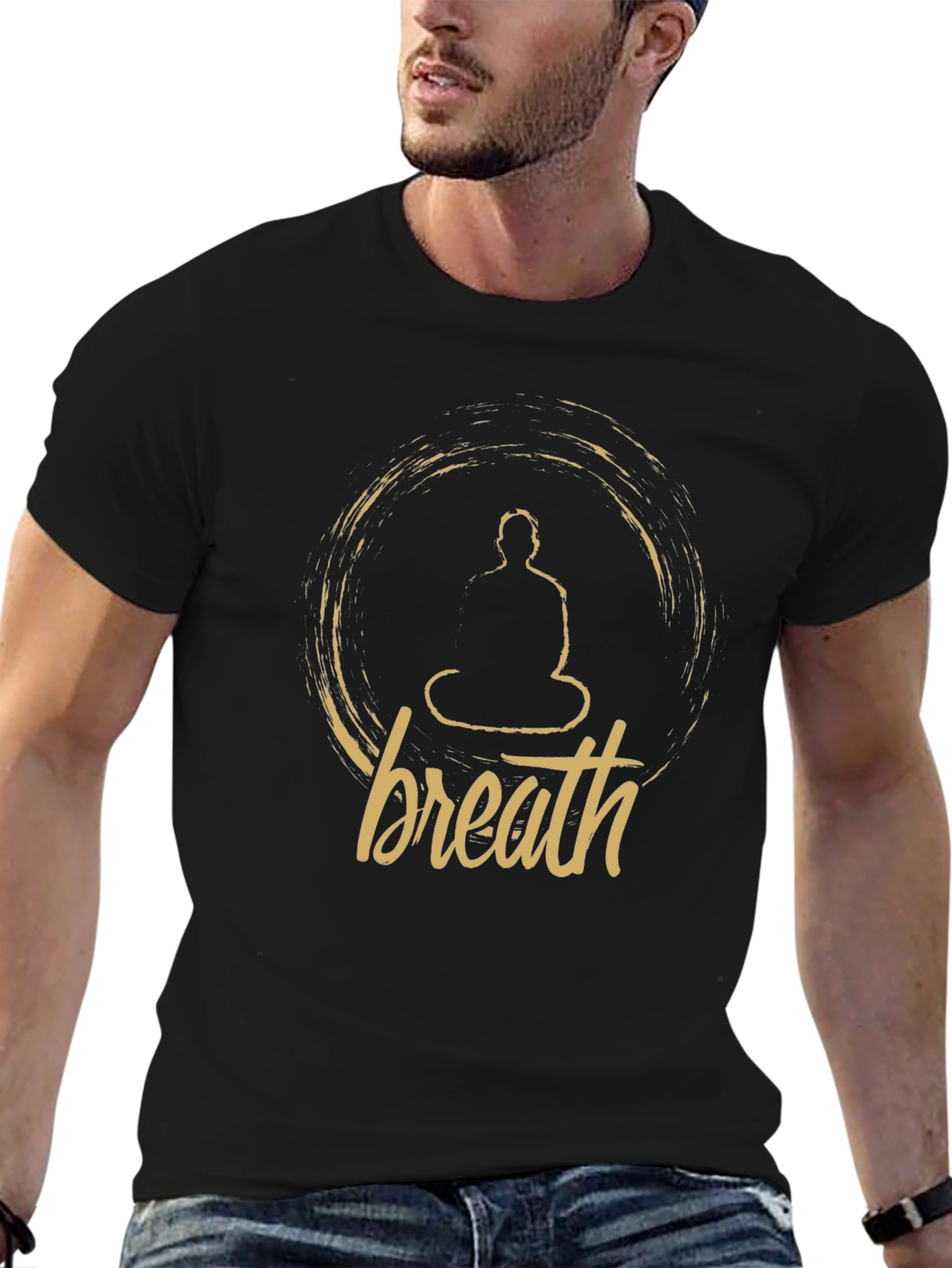 Breath Buddha Meditation Black T-Shirt