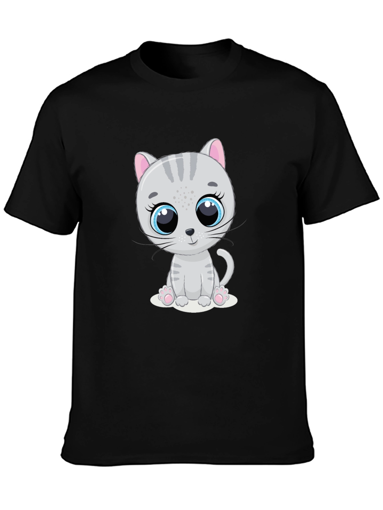 Cute Cartoon Cat Graphic Print T-Shirt