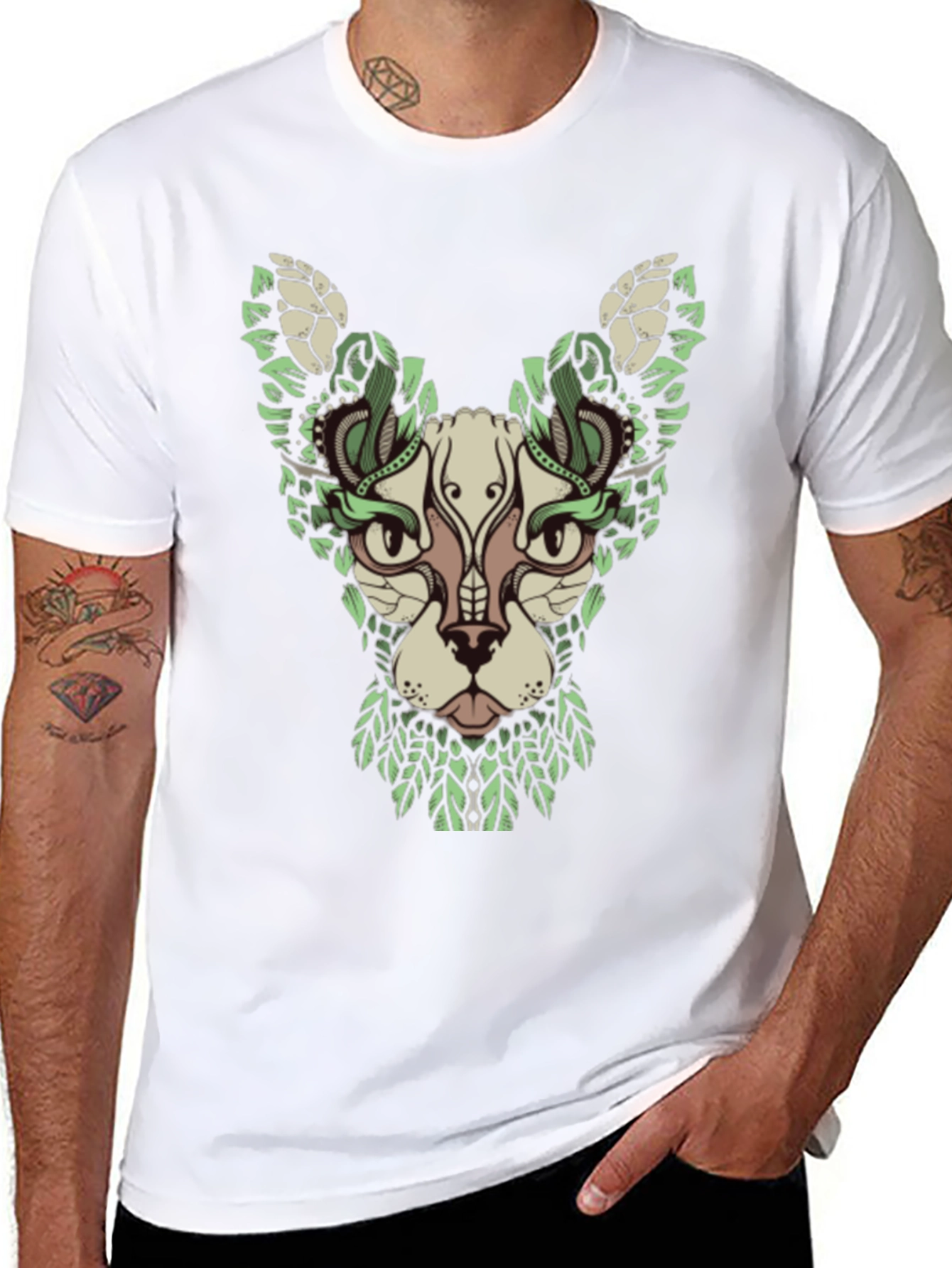 Botanical Cat Graphic T-Shirt