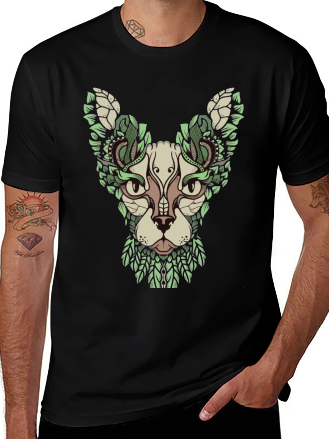 Botanical Cat Graphic T-Shirt