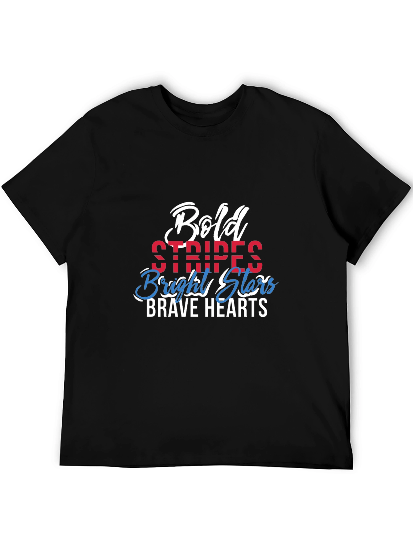 Bold Stripes Stars Hearts Graphic Tee - Patriotic Pride