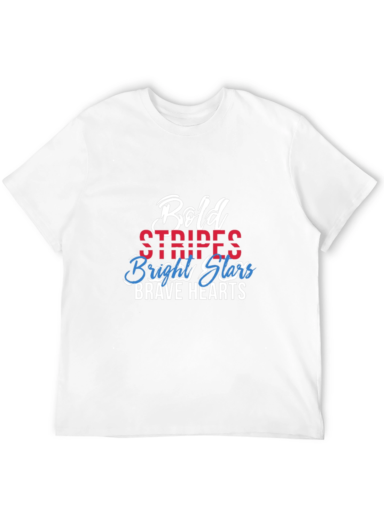 Bold Stripes Stars Hearts Graphic Tee - Patriotic Pride