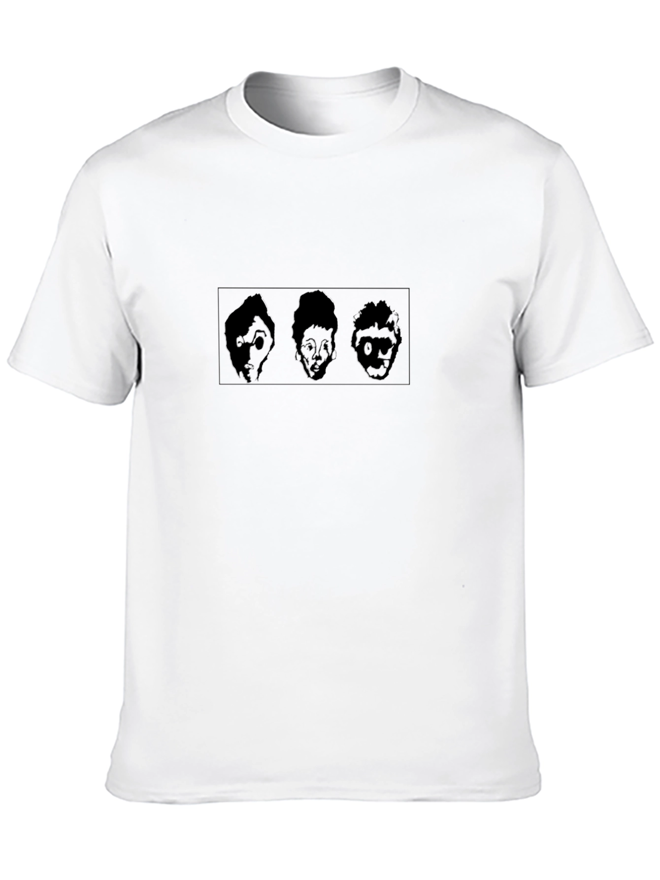 Abstract Face Graphic Tee - Black Cotton Blend