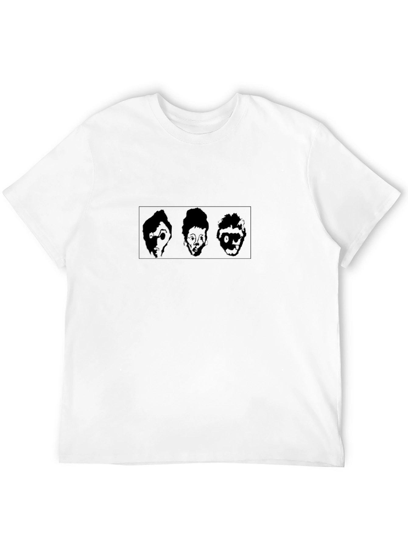 Abstract Face Graphic Tee - Black Cotton Blend