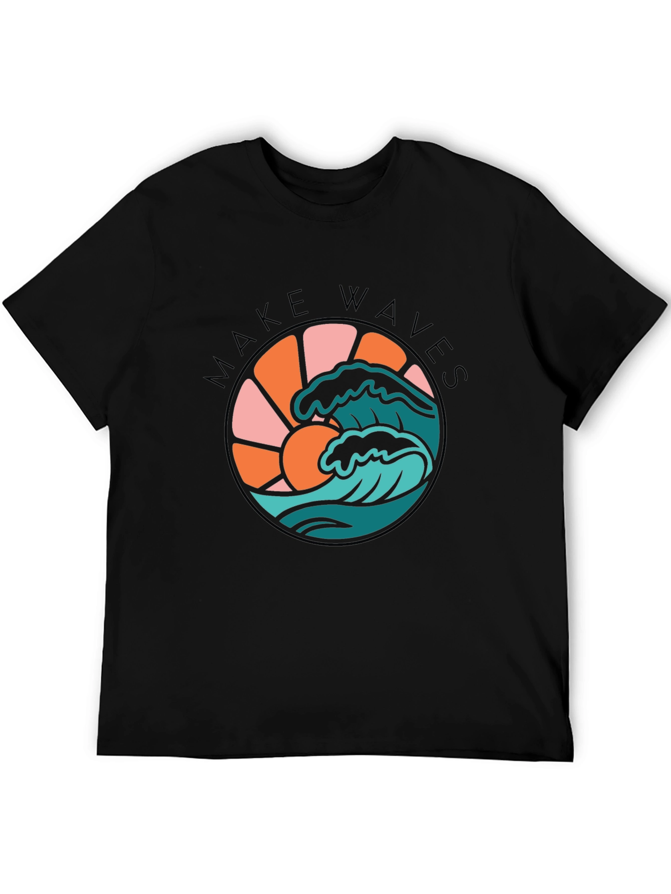 Make Waves Graphic Tee - Retro Surf Design