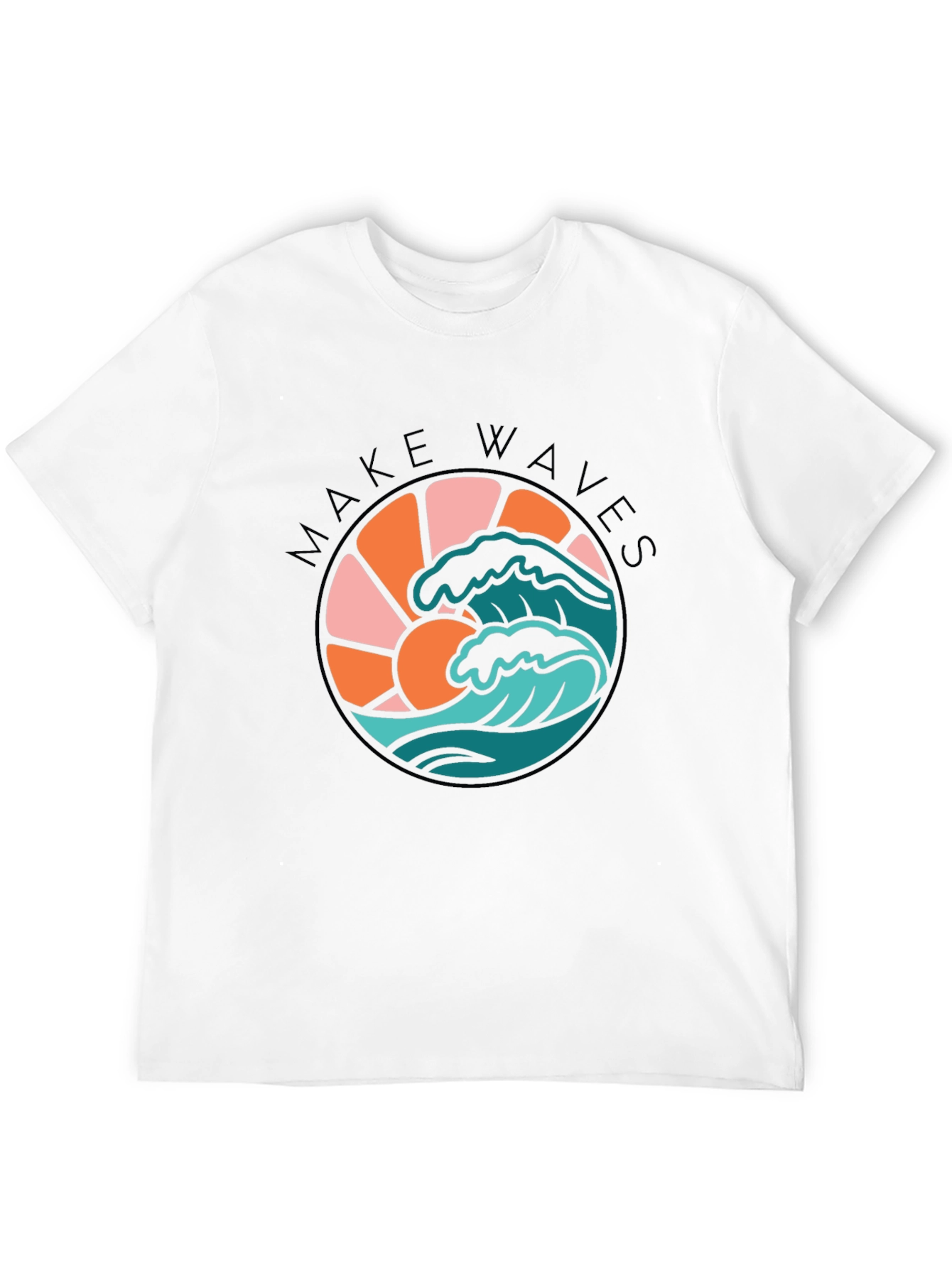 Make Waves Graphic Tee - Retro Surf Design