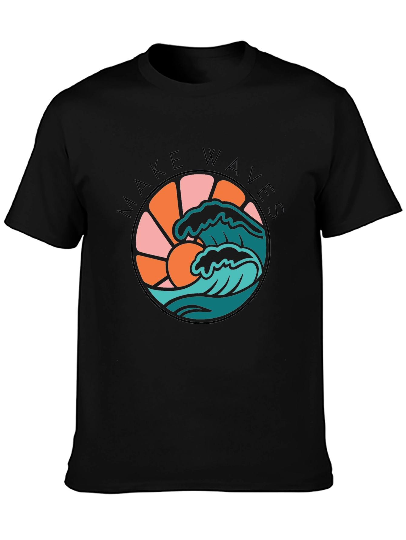 Make Waves Graphic Tee - Retro Surf Design
