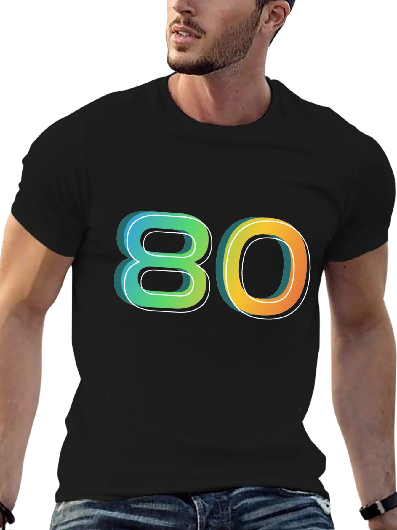 Retro 80s Graphic Tee - Black Cotton Blend