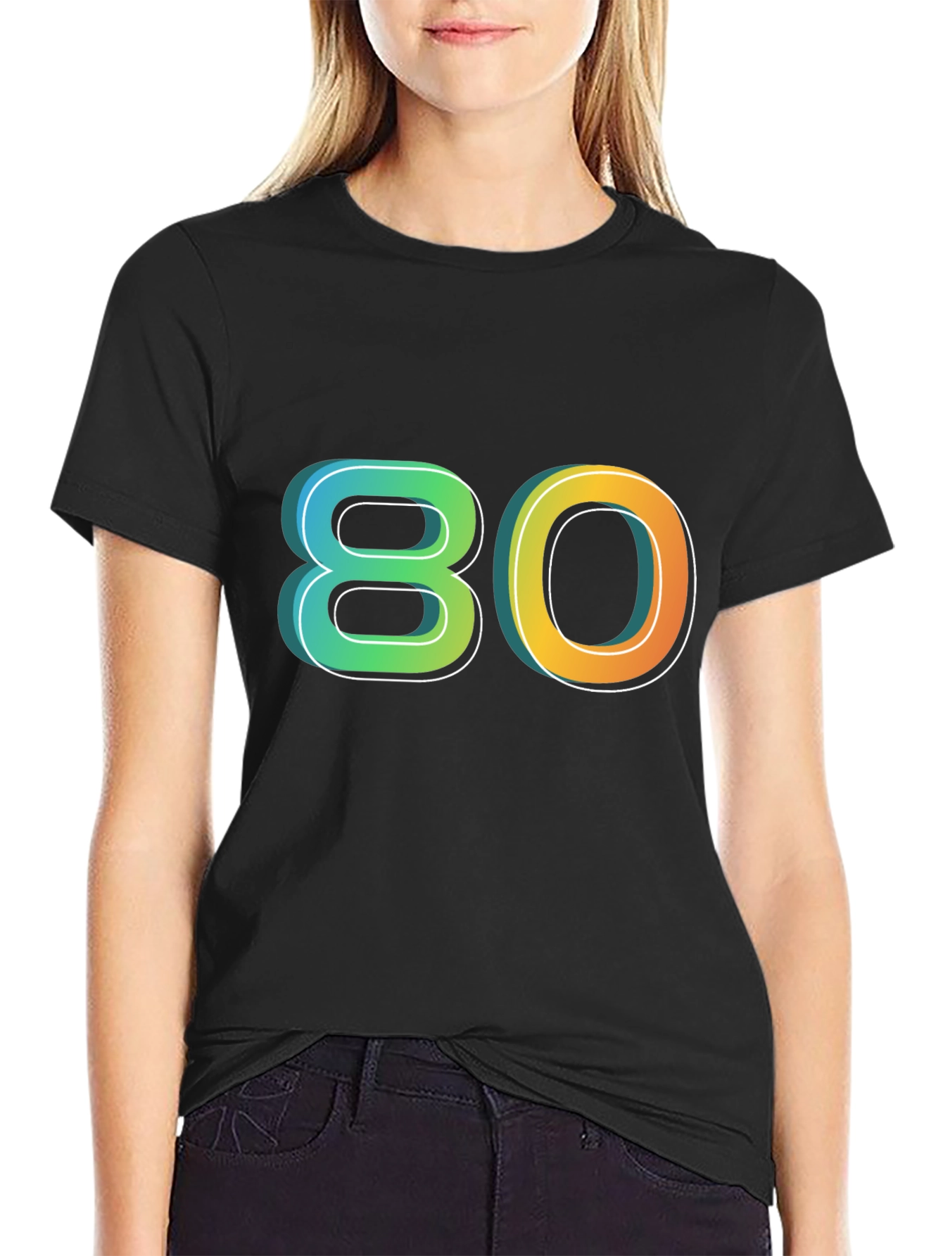 Retro 80s Graphic Tee - Black Cotton Blend