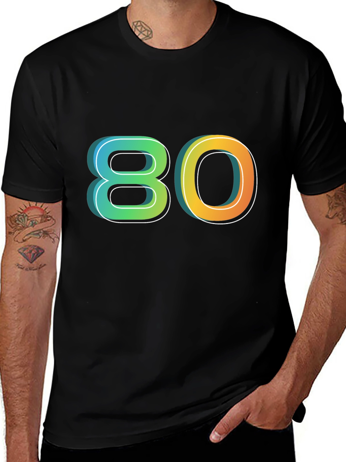 Retro 80s Graphic Tee - Black Cotton Blend