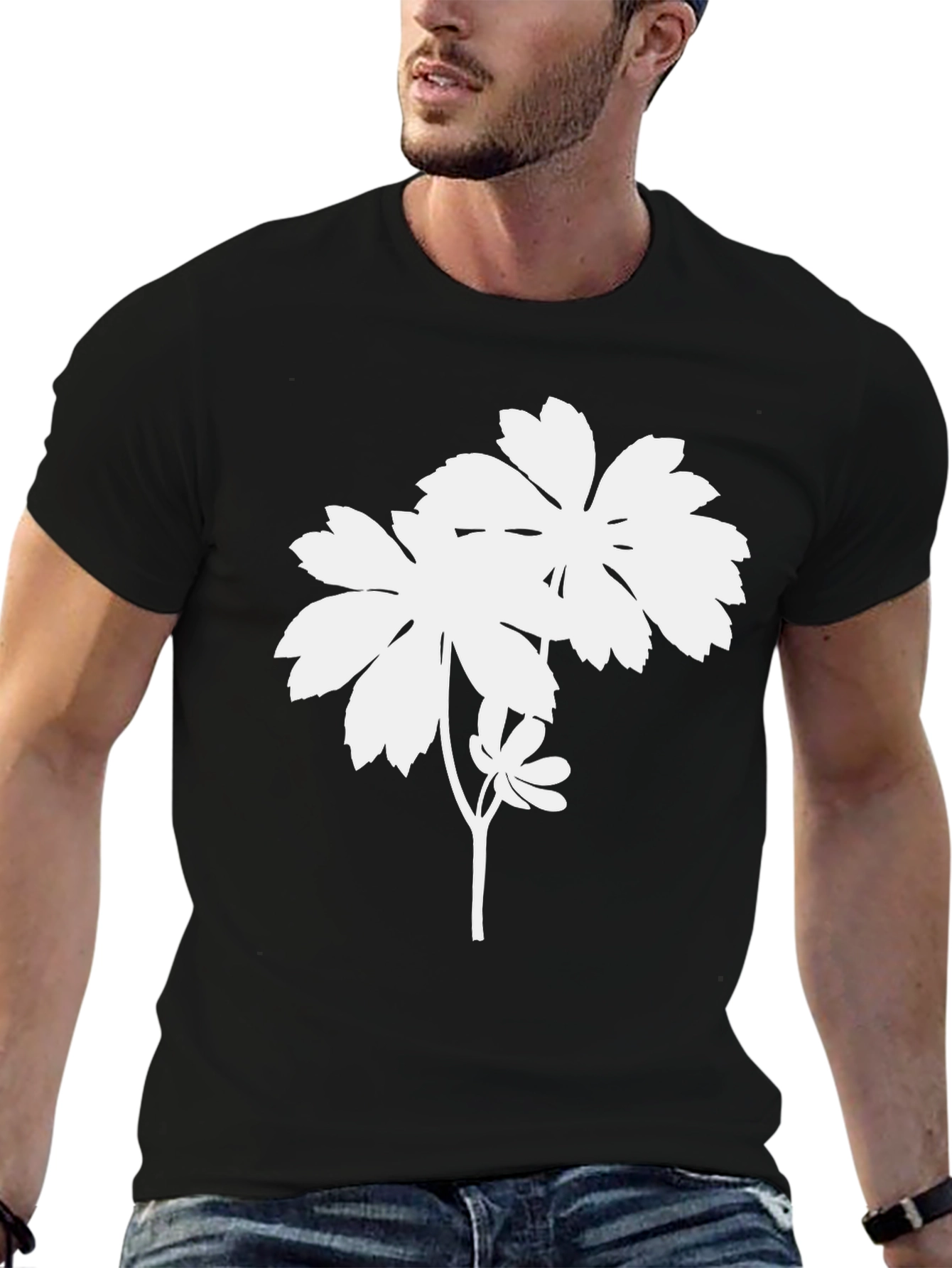 Minimalist Floral T-Shirt - Black