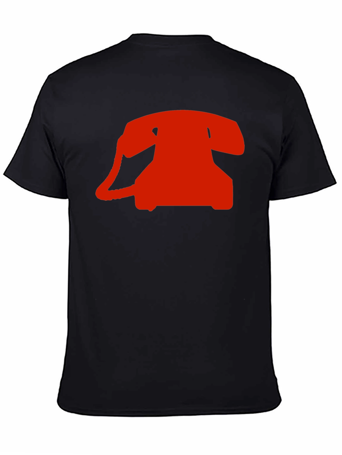 Retro Red Rotary Phone Graphic T-Shirt - Classic Black