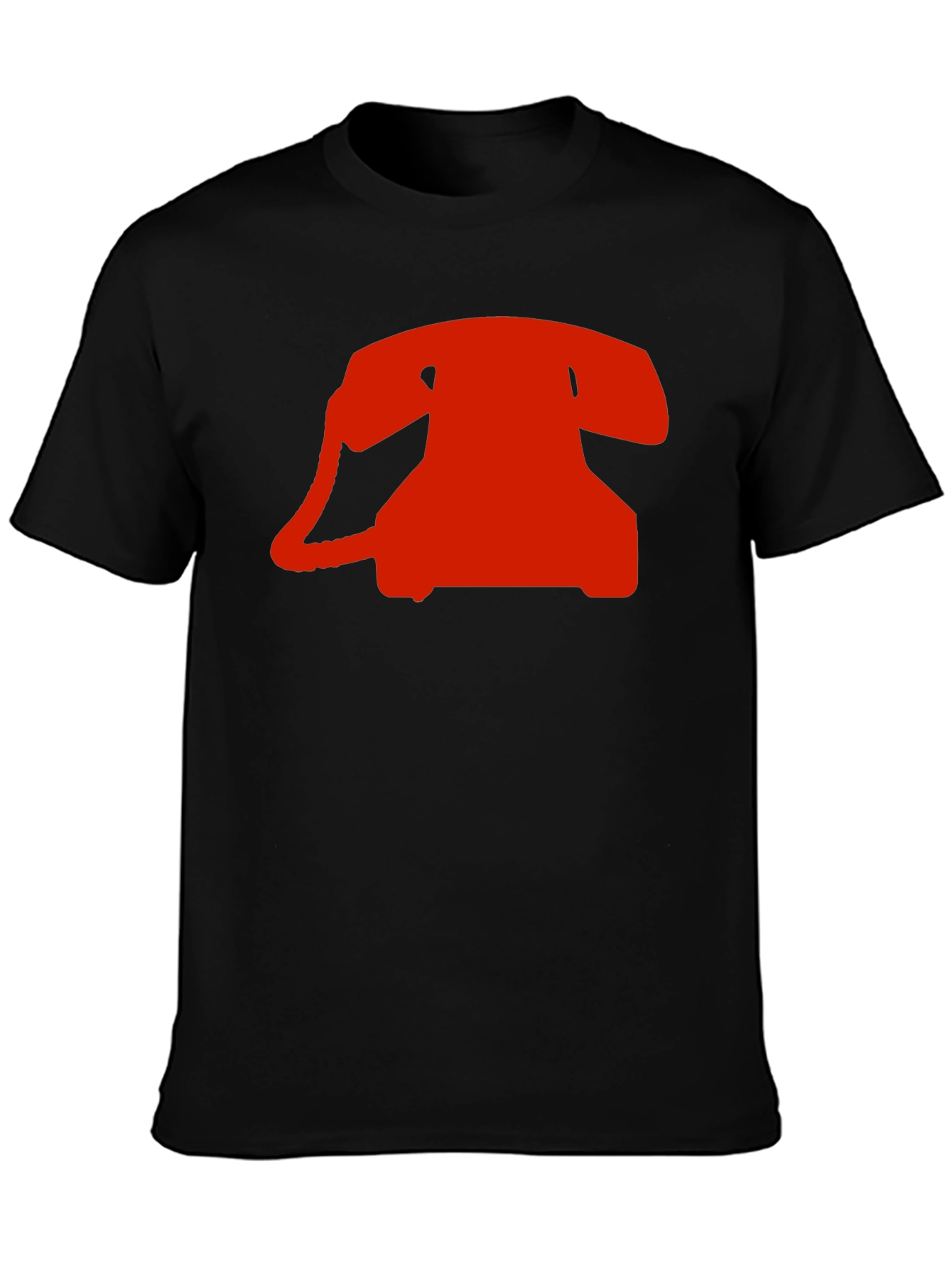Retro Red Rotary Phone Graphic T-Shirt - Classic Black