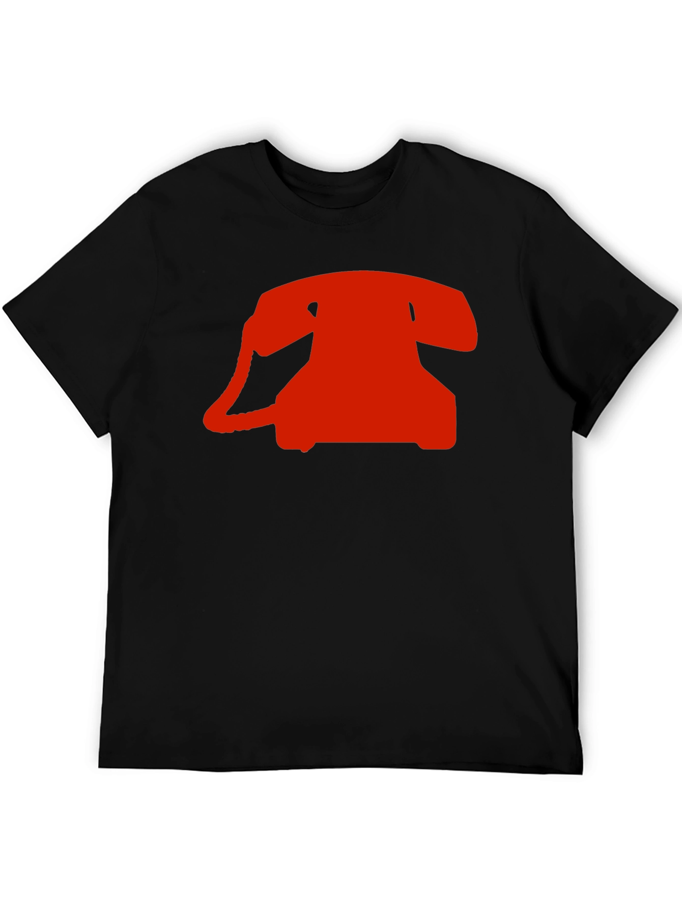 Retro Red Rotary Phone Graphic T-Shirt - Classic Black