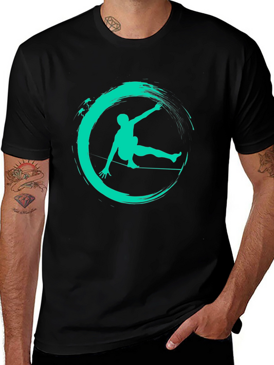Slackline Art Black Tee - Balance in Style