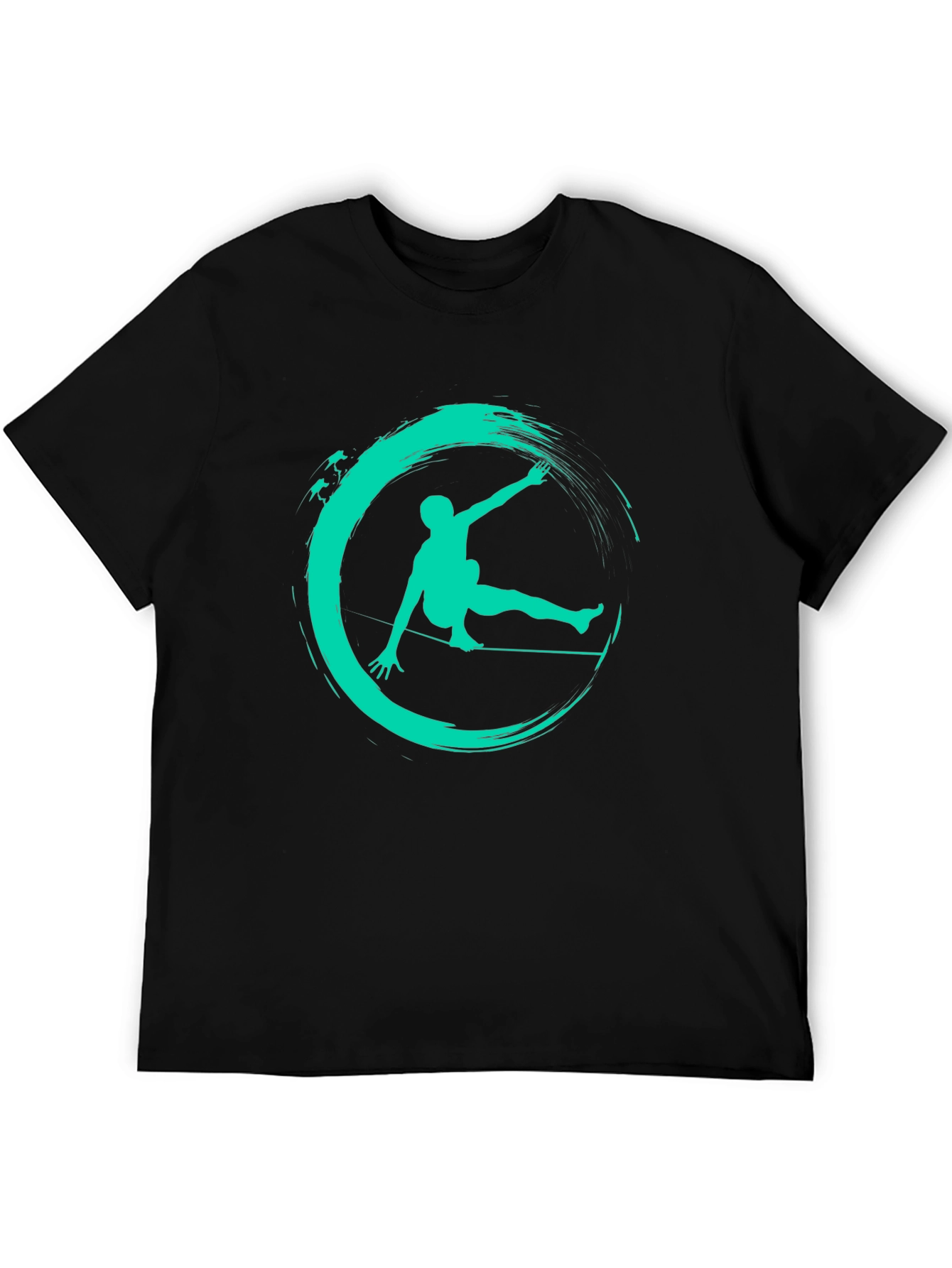 Slackline Art Black Tee - Balance in Style