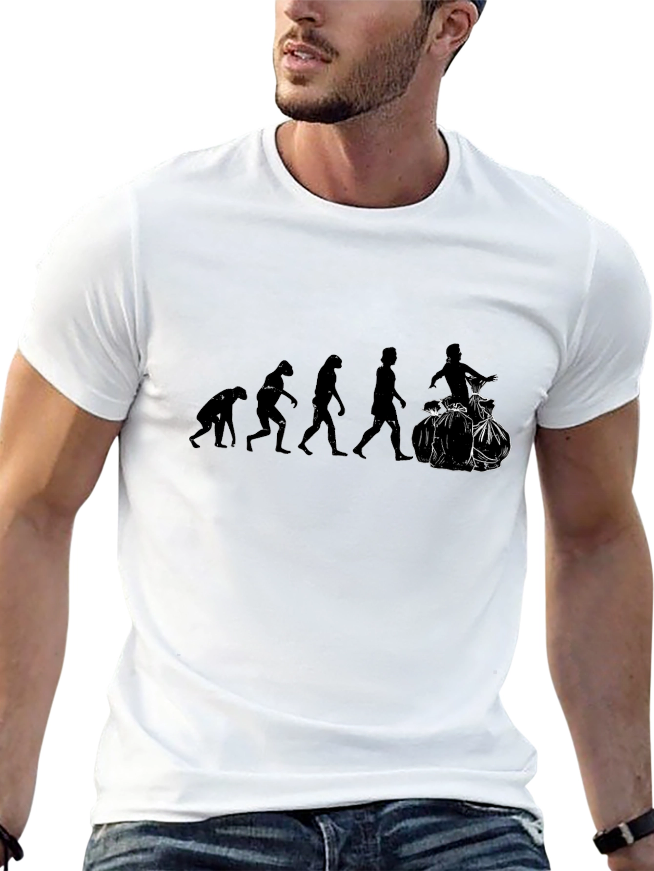 Evolution to Garbage Man Black T-Shirt
