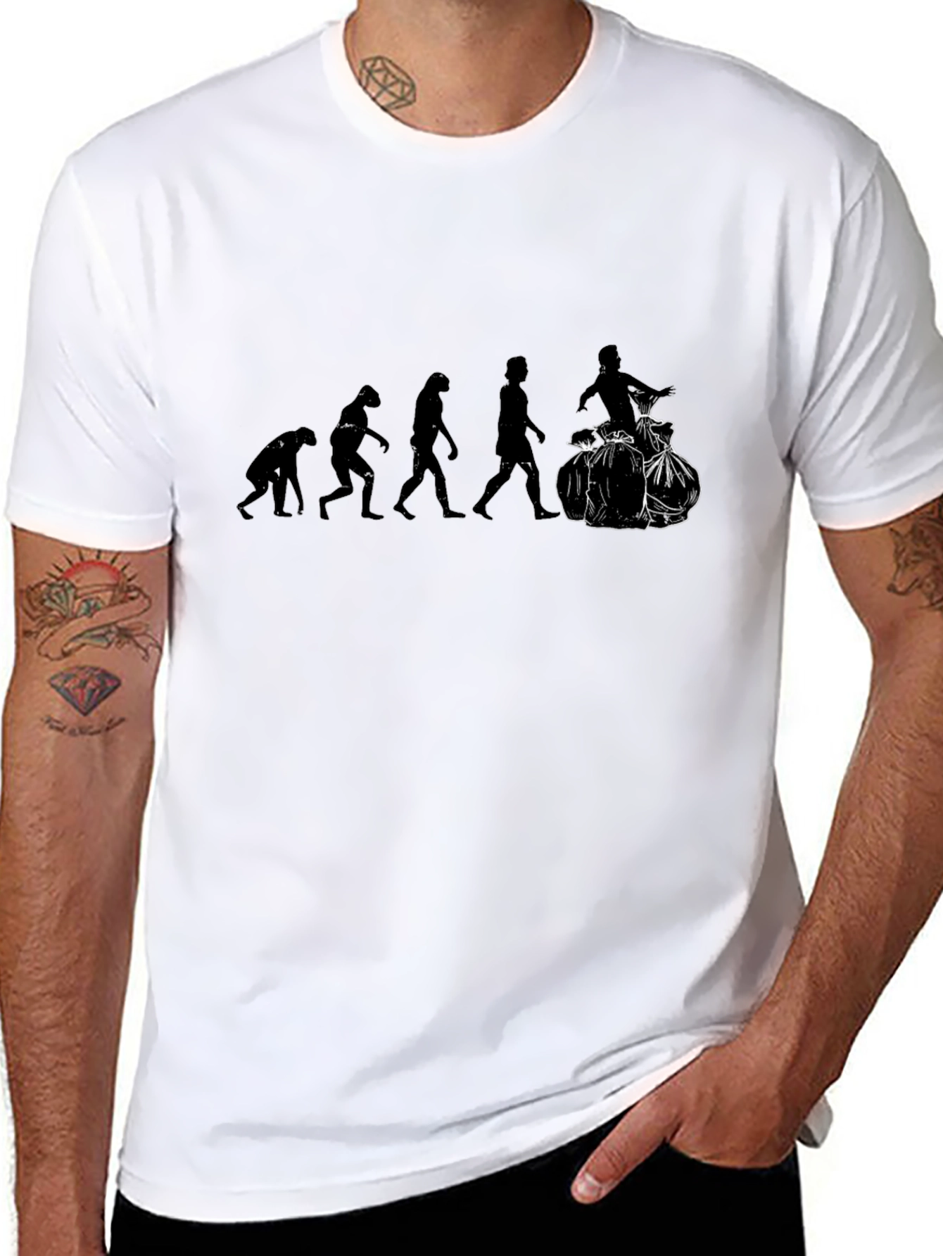 Evolution to Garbage Man Black T-Shirt