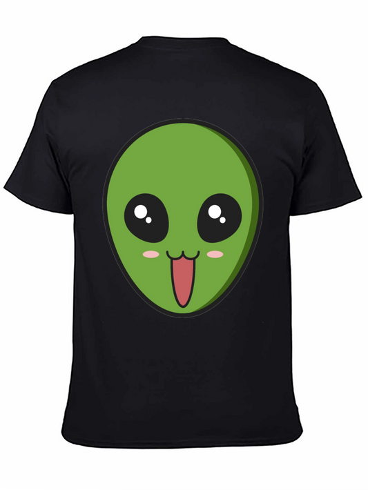 Alien Face Graphic Tee - Black Cotton Comfort