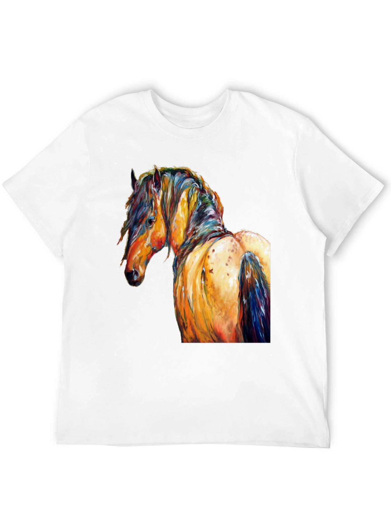 Vibrant Horse Art Print Black T-Shirt