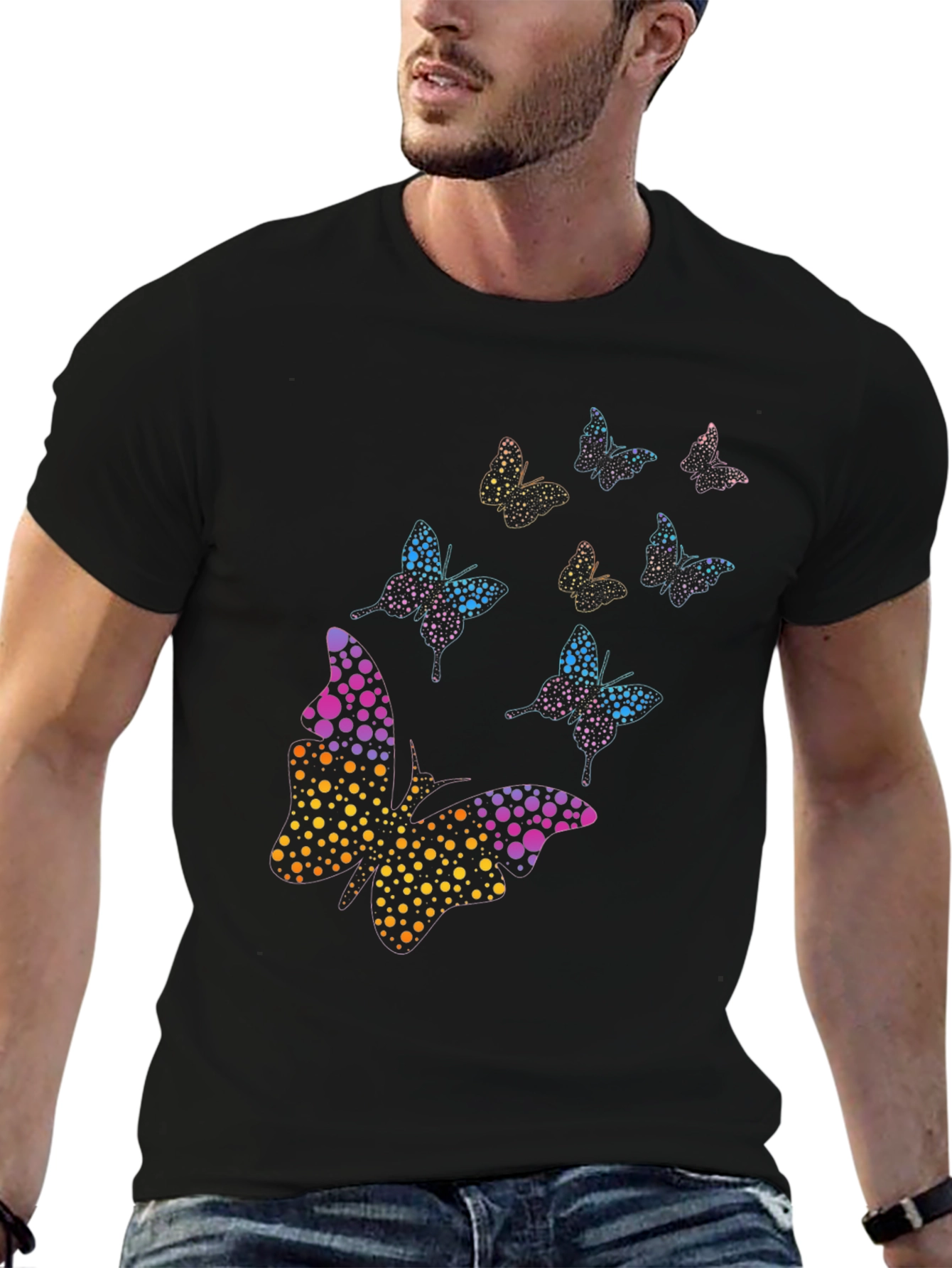 Butterfly Dotted Design Mens T-Shirt
