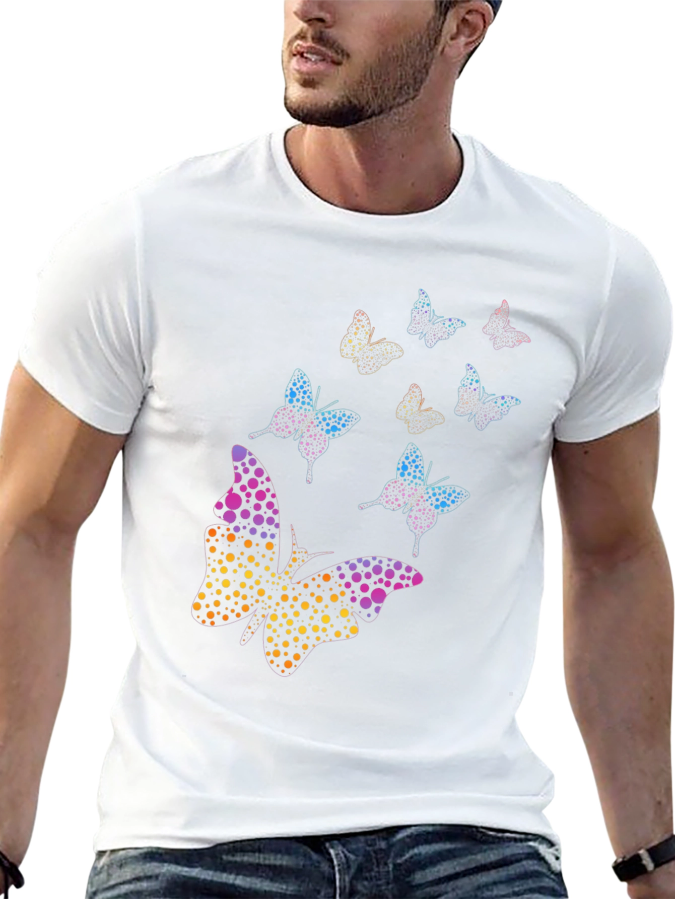 Butterfly Dotted Design Mens T-Shirt