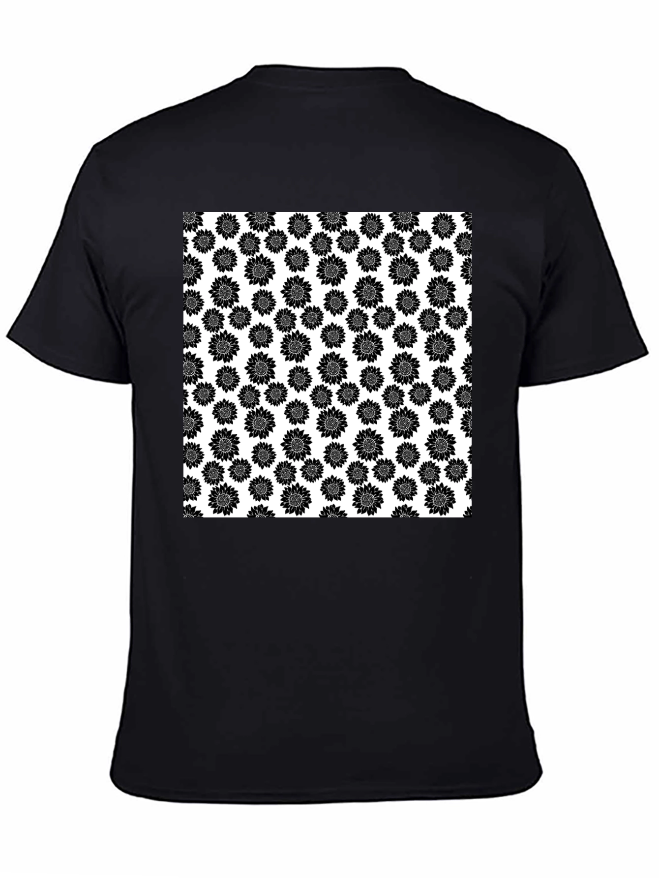 Sunflower Pattern T-Shirt - Black