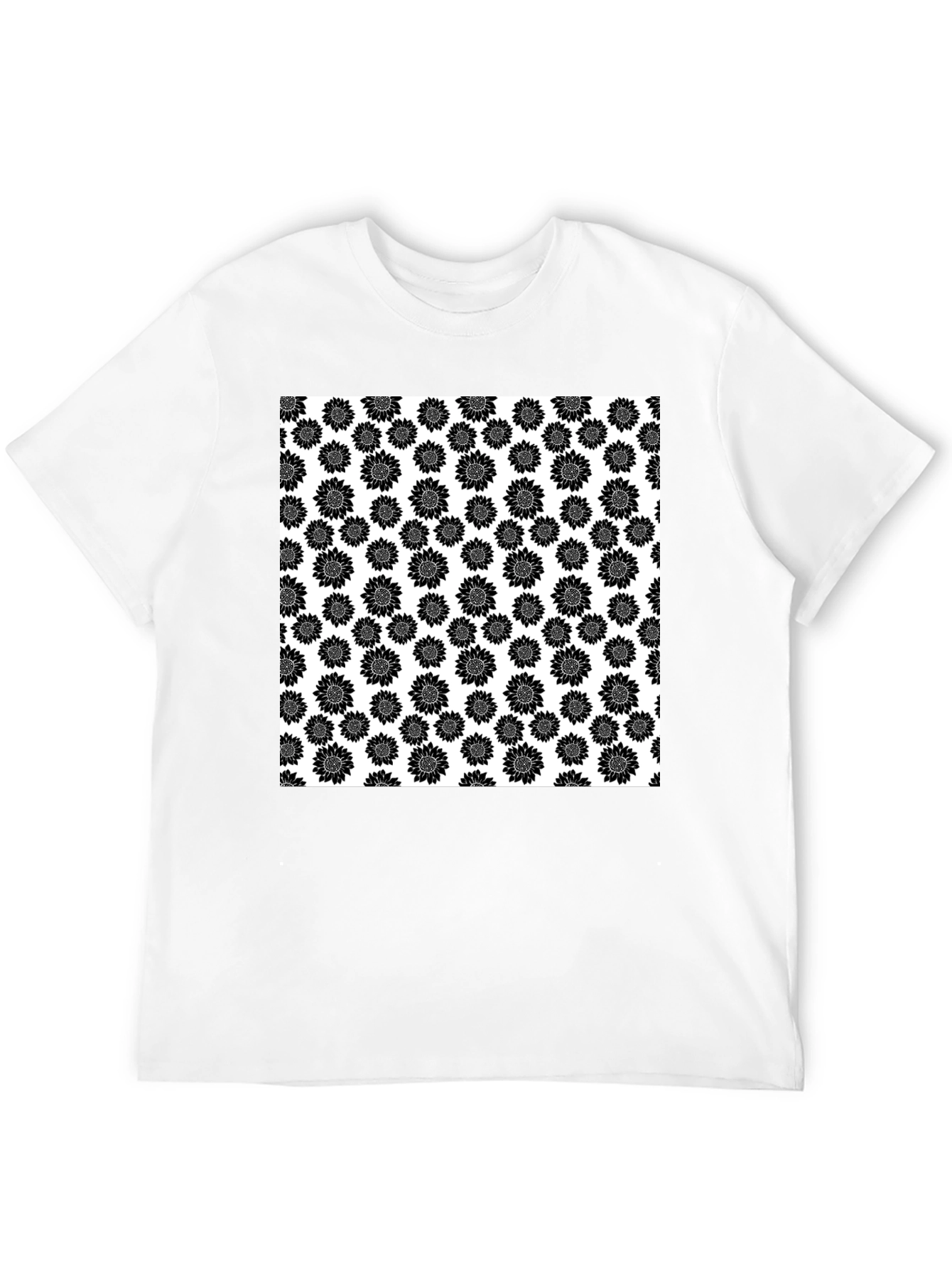 Sunflower Pattern T-Shirt - Black