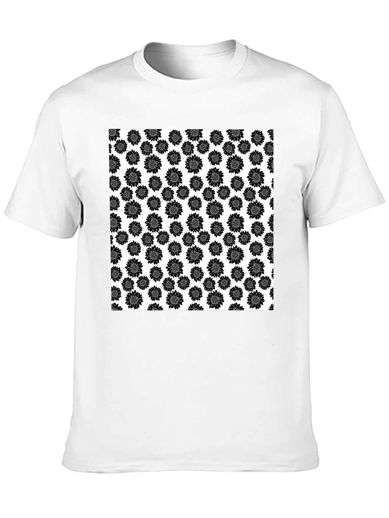 Sunflower Pattern T-Shirt - Black