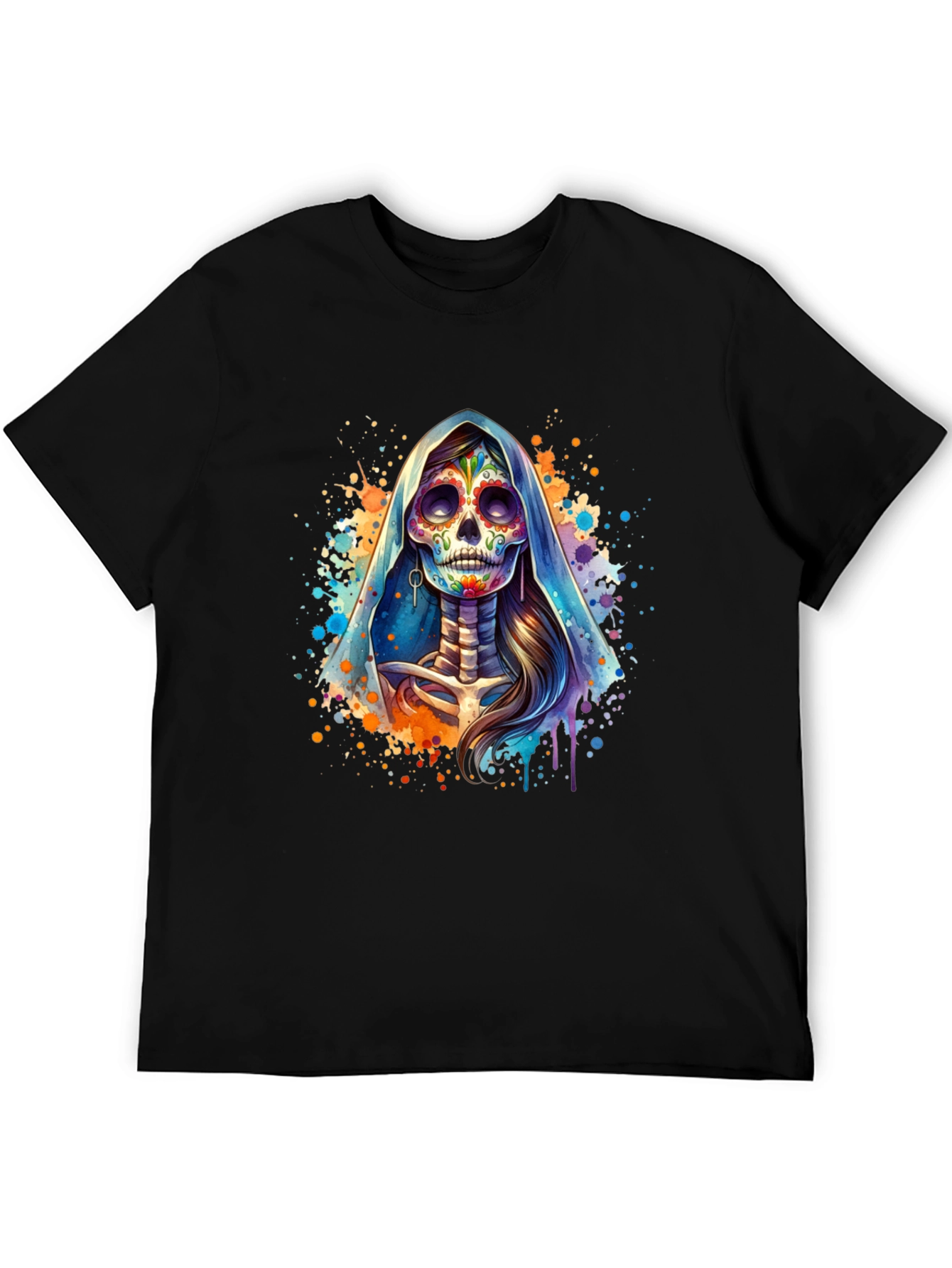 Day of the Dead Skull Graphic Tee - Black