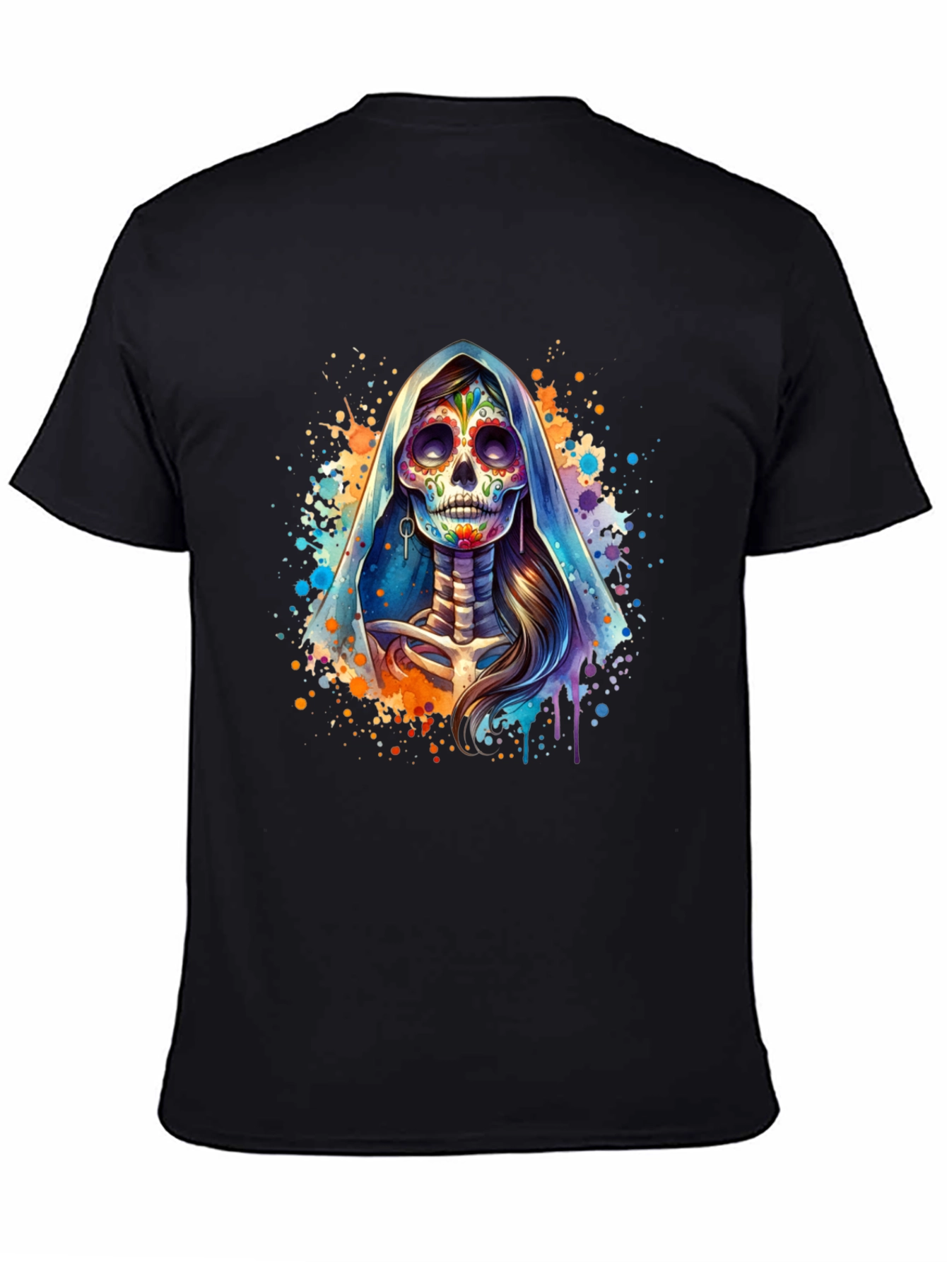Day of the Dead Skull Graphic Tee - Black