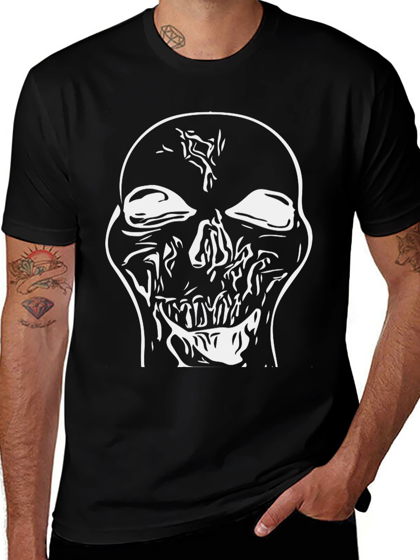 Skull Graphic Tee - Bold Black Cotton Shirt