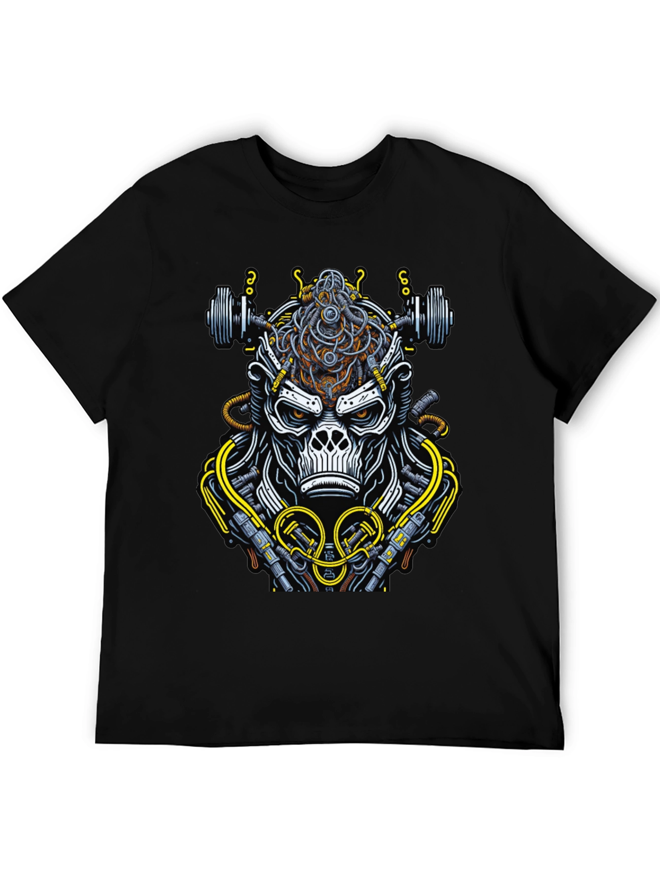 Cyborg Gorilla Black Graphic Tee