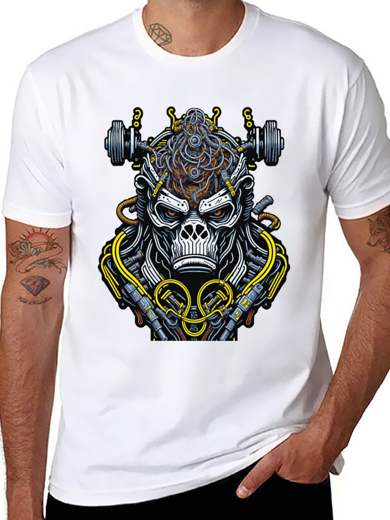 Cyborg Gorilla Black Graphic Tee