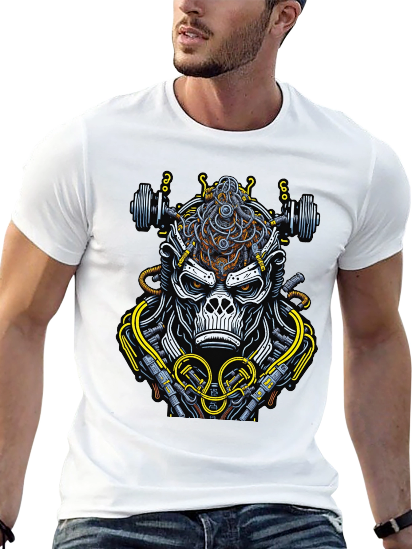 Cyborg Gorilla Black Graphic Tee
